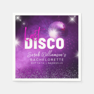 Lila Neon Pink Letzte Disco Junggeselinnen-Abschie Serviette