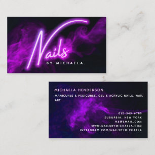 Lila Neon & Rauch Nagelstudio/Technikerin Visitenkarte
