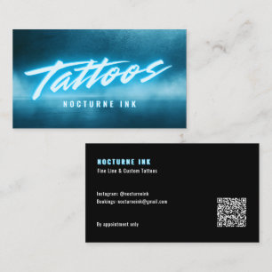 Lila Neon & Rauch Tattoo-Künstler QR-Code Visitenkarte