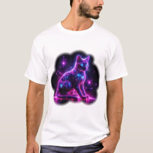 Lila Neon-Siamesenkatze mit blauen Augen und Stern T-Shirt