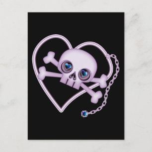 Lila Neon Skull Postkarte