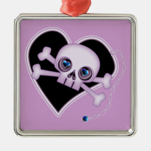 Lila Neon Skull Silbernes Ornament