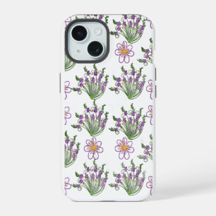 Lila Neonen-Blumen-Ästhetik-Handyhülle iPhone 15 Hülle