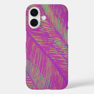 Lila Neonpalmen iPhone 16 Hülle