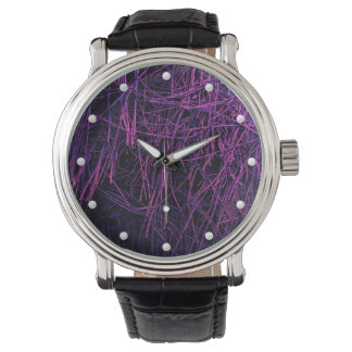 Lila Neonstroh abstrakte Textur Armbanduhr