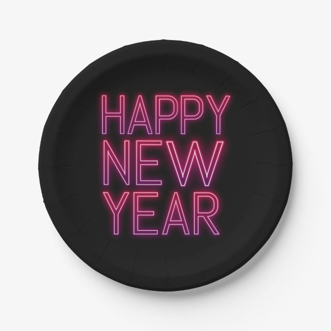 Lila neue Jahrespapierplatte Pappteller (Vorderseite)