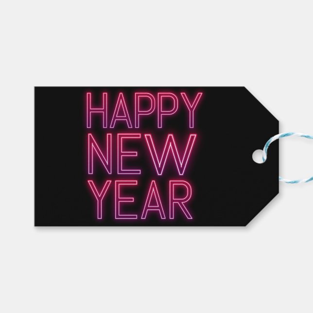 Lila Neues Jahr Geschenkanhänger (Vorderseite (Horizontal))