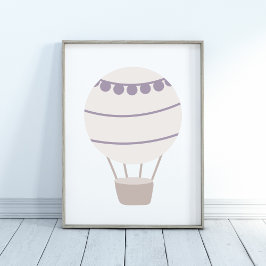 Lila neutrales Heißluftballon-Kinderzimmer-Poster Poster