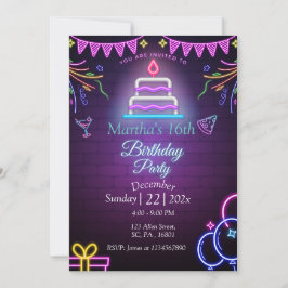 LILA NICHTGLOW IN DER DUNKER GEBURTSTAGSPARTEI EINLADUNG