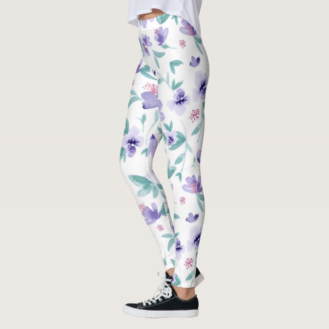 Lila niedliche Blume Leggings (Links)