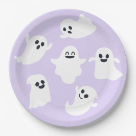 Lila Niedliche Ghost Halloween Herbstdusche Pappteller