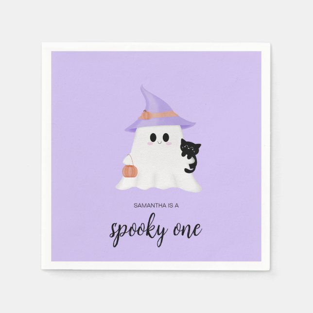 Lila Niedliche Halloween-Party Serviette (Vorderseite)