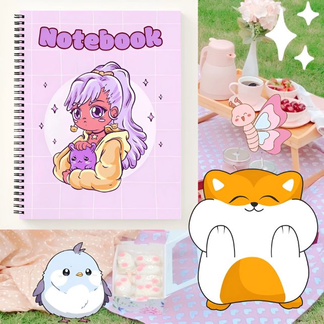 Lila niedliche Mädchen 💜 ✨ 💗 Notizbuch (Von Creator hochgeladen)