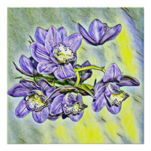 Lila niedliche Orchideen-Blume Poster