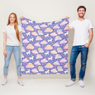 Lila Niedliche Rainbow-Kindermädchen Fleecedecke