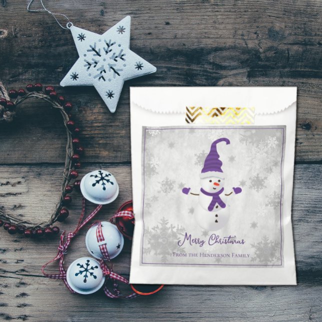 Lila Niedliche Snowman Fvor Bag Geschenktütchen (Purple Cute Snowman Favor Bag)