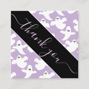 Lila Niedliche Spooky Ghost Pattern Danke U Hallow Quadratische Visitenkarte