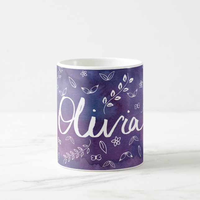 Lila Niedlicher Blumenname Persönliche Umarmung Kaffeetasse (Mittel)