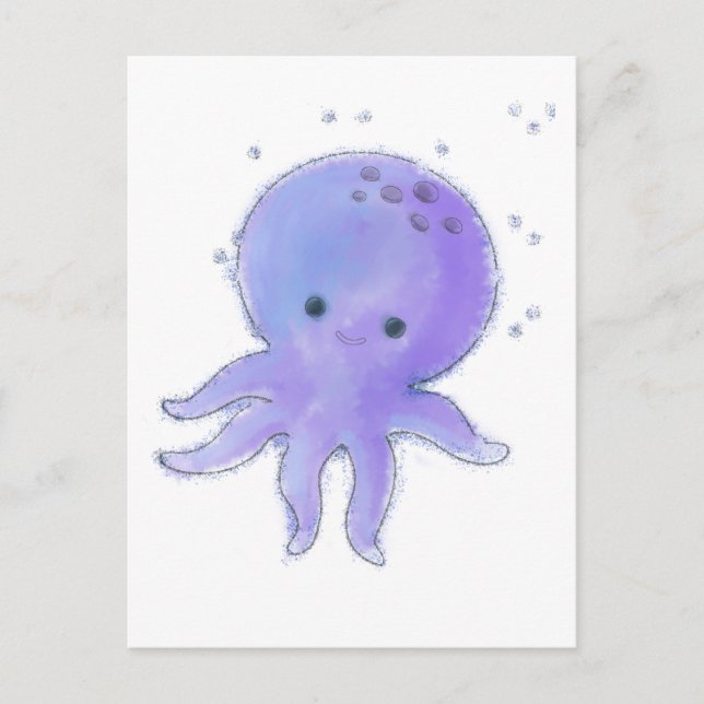 Lila Niedlicher Oktopus Wasserfarbe Postkarte (Vorderseite)