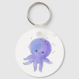 Lila Niedlicher Oktopus Wasserfarbe Schlüsselanhänger