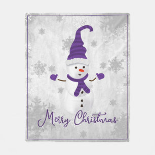 Lila Niedlicher Snowman Holiday Fleece Blanket