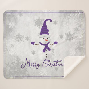 Lila Niedlicher Snowman Holiday Sherpa Blanket Sherpadecke