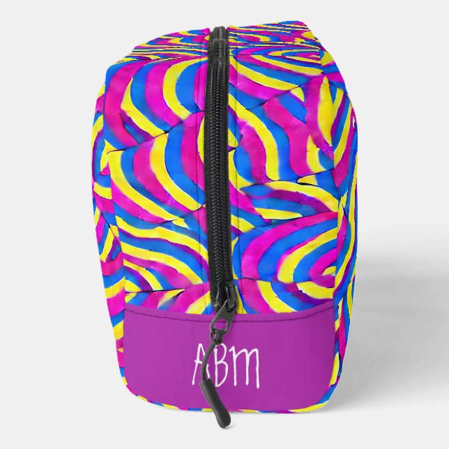 Lila Niedliches abstraktes Ausgangsmuster Boho Waschbeutel (Rechts)