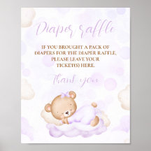 Lila Niedliches Bärenspulenduschenschild