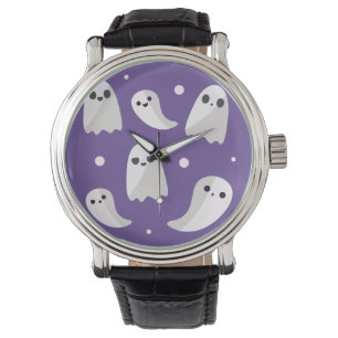 Lila niedliches Geist-Muster Halloweens Armbanduhr