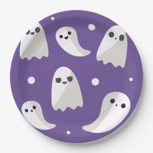 Lila niedliches Geist-Muster Halloweens Pappteller