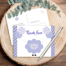 Lila Niedliches Lammfleisch, Babydusche Danke Postkarte