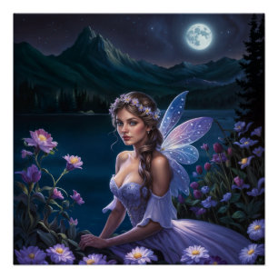 Lila Night Fairy Poster