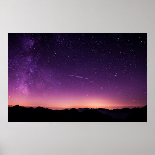Lila Night Sky, Scurelle, Italien Poster