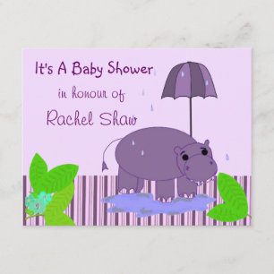 Lila Nilpferd-Baby-Shower-Einladung Einladung