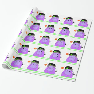 Lila Nilpferd Geburtstagsdesign Geschenkpapier