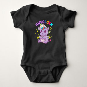 Lila NilpferdCorn Hippo Corn Hippopotamus Liebhabe Baby Strampler