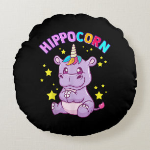 Lila NilpferdCorn Hippo Corn Hippopotamus Liebhabe Rundes Kissen