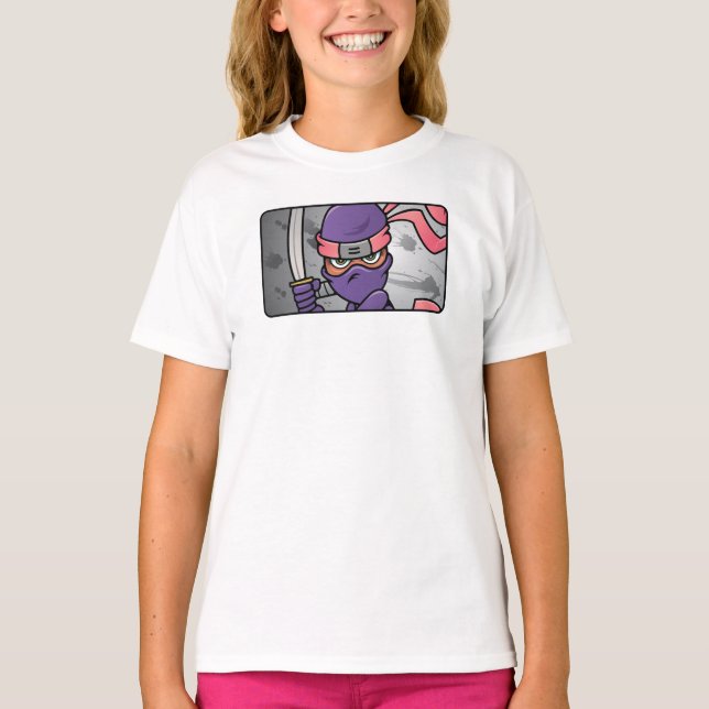 Lila Ninja-Design T-Shirt (Vorderseite)