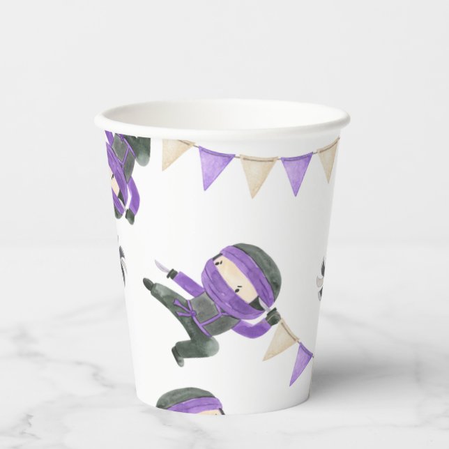 Lila Ninja Party Cups Pappbecher (Vorderseite)