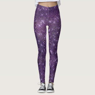 Lila Noir Plum Funkelnd Sequenzen gefroren Leggings