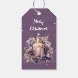 Lila Nostalgie frohe Weihnachten Geschenkanhänger