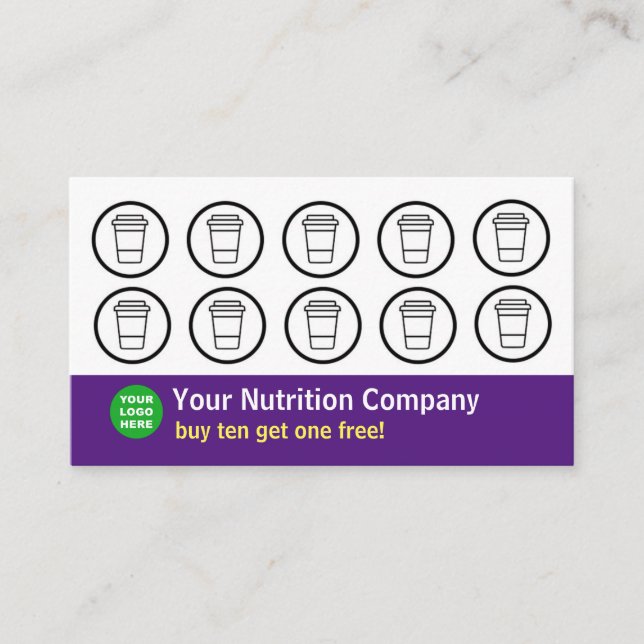 Lila Nutrition Company Punch Card Visitenkarte (Vorderseite)