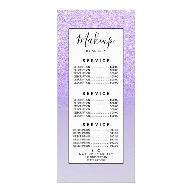 lila Ober-Glitzer-Pastellfarbblock Werbekarte (Vorne)