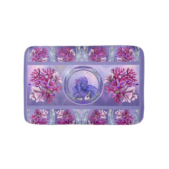 Lila Ocean Mermaid Bath Mat Badematte (Vorderseite)