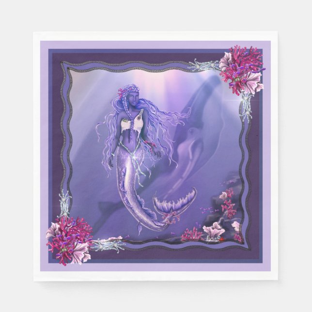 Lila Ocean Mermaid Napkins Serviette (Vorderseite)