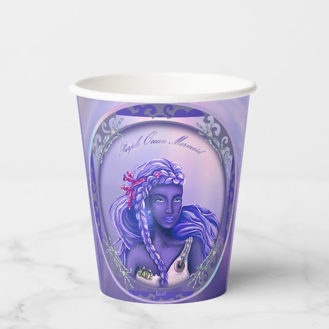 Lila Ocean Mermaid Paper Cups Pappbecher (Vorderseite)