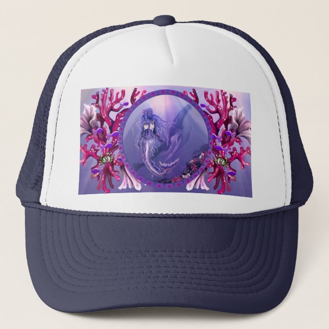 Lila Ocean Mermaid Trucker Hat Truckerkappe (Vorderseite)