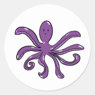 Lila Octopus-Aufkleber Runder Aufkleber