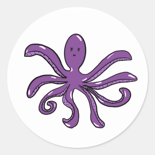 Lila Octopus-Aufkleber Runder Aufkleber (Vorderseite)