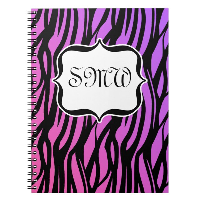 Lila oder rosa Zebrastreifen Monogramm Notizblock (Vorderseite)
